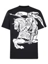 Burberry Black T-shirt With Contrasting Equestrian Knight Print In Cotton Man