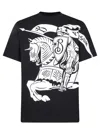 Burberry Black T-shirt With Contrasting Equestrian Knight Print In Cotton Man