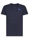 Burberry Eks Logo Embroidered T-shirt In Blue