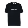 Burberry Men Black Crewneck T-shirt With Logo Lettering On The Front In Cotton Man In Black