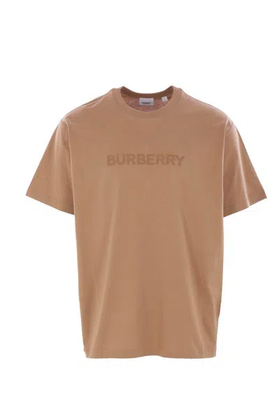 Burberry Logo Cotton T-shirt In Camel