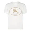 Burberry Men Beige Crewneck T-shirt With Maxi Logo On The Front In Cotton Man In White