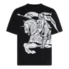 Burberry Black T-shirt With Contrasting Equestrian Knight Print In Cotton Man In Black