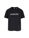 Burberry Women Cotton T-shirt With Logo In Blue