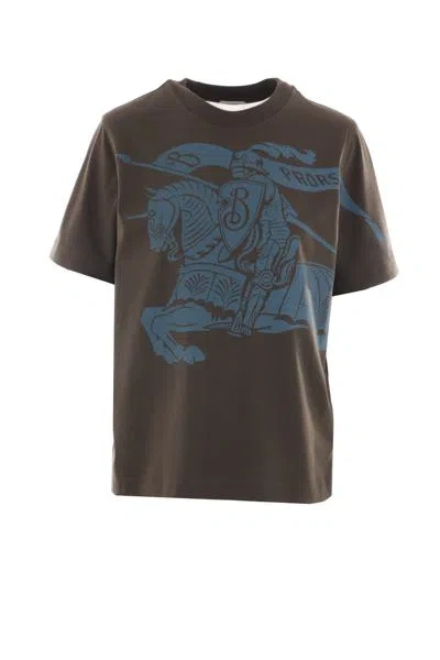 Burberry Equestrian Knight Cotton T-shirt In Multicolour