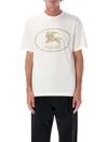 Burberry Men Beige Crewneck T-shirt With Maxi Logo On The Front In Cotton Man In White