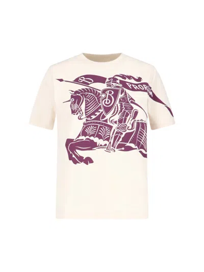 Burberry Equestrian Knight-print T-shirt In Beige