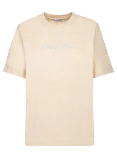 Burberry Tshirt With Paisley Logo In Neutral