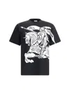Burberry Black T-shirt With Contrasting Equestrian Knight Print In Cotton Man In Black