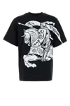 Burberry Black T-shirt With Contrasting Equestrian Knight Print In Cotton Man In Black