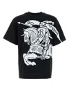 Burberry Black T-shirt With Contrasting Equestrian Knight Print In Cotton Man In Black