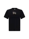 Burberry Men Checked Logo Cotton T-shirt In Black