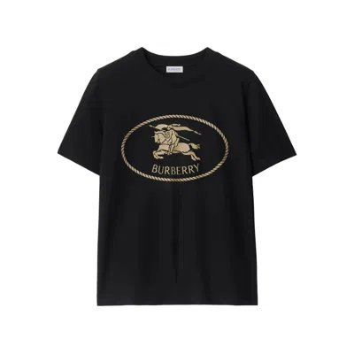 Burberry Black T-shirt With Equestrian Knight Design