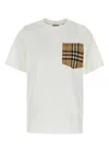 Burberry Women White Jersey Checked Twill-trimmed Cotton-jersey T-shirt Tee Shirt In White