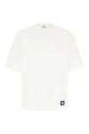 Burberry White Crewneck T-shirt With Equestrain Knight Patch In Cotton Man In White