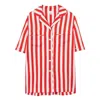 Burberry Tabi Striped Silk Pyjama Shirt In Red