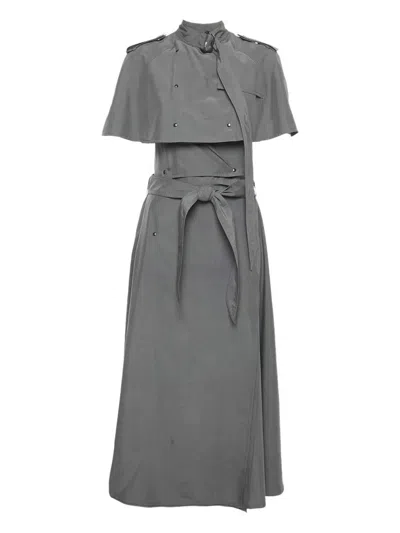 Pre-owned Burberry Taffeta Trench Dress In Gray