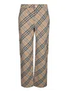Burberry Beige Cargo Pants With Vintage Check Motif In Linen And Cotton Blend Man In Brown