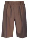 Burberry Bermuda Wool Shorts Loops Belt In Brown