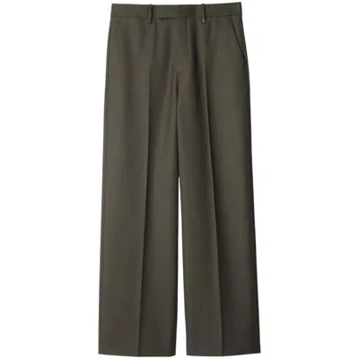 Burberry Tailored Cut Wool Trousers In Green