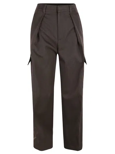 Burberry Tailored High-waisted Trousers With Cargo Pockets In Brown