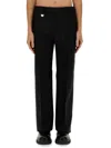 Burberry Suit Pants In Navy Blue Wool. Straight-leg Cut. Zippered Closure And Belt Clip. In Black