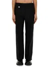 Burberry Suit Pants In Navy Blue Wool. Straight-leg Cut. Zippered Closure And Belt Clip. In Black