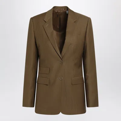 Burberry Tailored Single-breasted Wool And Mohair Brown Jacket In Multi