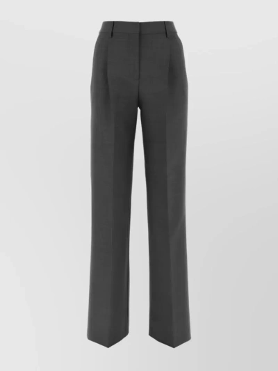 Burberry Tailored Straight Leg Wool Trousers In Grey