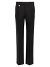 Burberry Suit Pants In Navy Blue Wool. Straight-leg Cut. Zippered Closure And Belt Clip. In Black