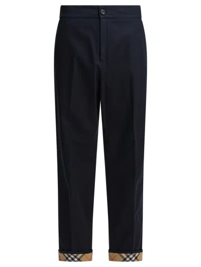 Burberry Tailored Trousers With Distinctive Check Details In Black