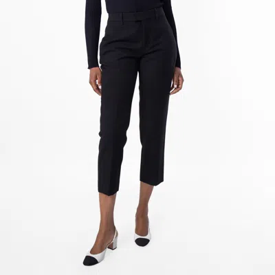 Burberry Tailored Virgin Wool Cropped Trousers In Black