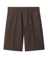 Burberry Tailored Wool Herringbone Shorts In Brown