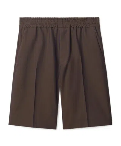Burberry Tailored Wool Herringbone Shorts In Barrel