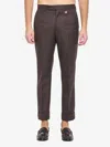Burberry Tailored Wool Trousers Cuffed Hem In Brown