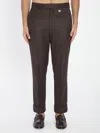 Burberry Tailored Wool Trousers Cuffed Hem In Brown