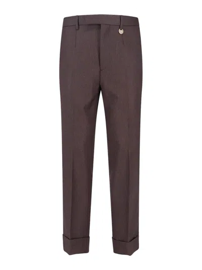 Burberry Tailored Wool Trousers In Brown