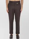 Burberry Tailored Wool Trousers Cuffed Hem In Brown