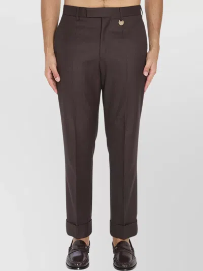 BURBERRY TAILORED WOOL TROUSERS CUFFED HEM