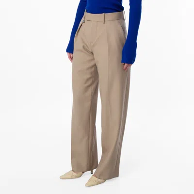 Burberry Tailored Wool Wide-leg Trousers In Brown