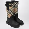 Burberry Tall Black Marsh Stamp Rubber Boots Women In Multi