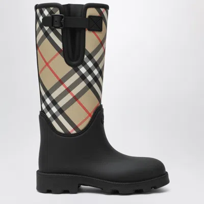 BURBERRY BURBERRY TALL BLACK MARSH STAMP RUBBER BOOTS