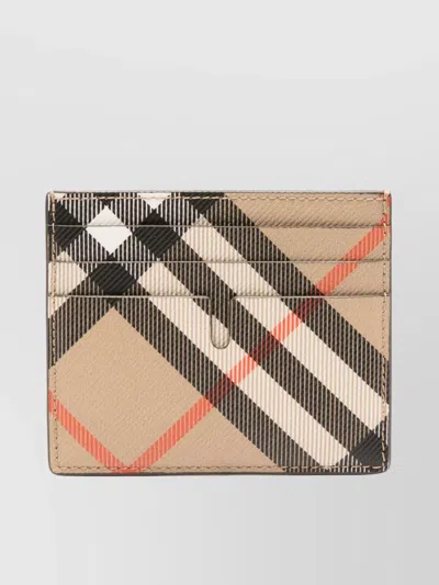 Burberry Tall Check Credit Card Holder In Brown