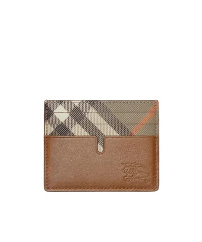 Burberry Tall Pop Check Card Case In Brown
