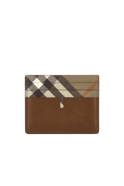 Burberry Tall Sandon Pop Check Card Holder In Brown