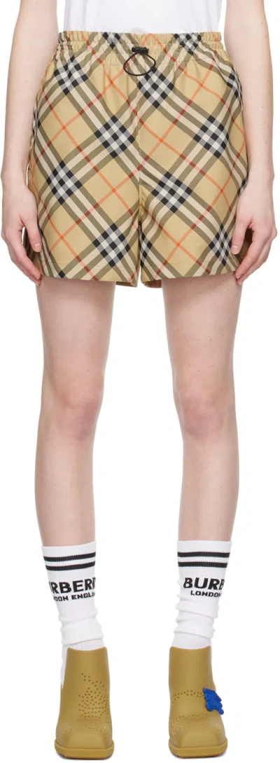 Burberry Sand Beige Shorts In Sand Ip Check