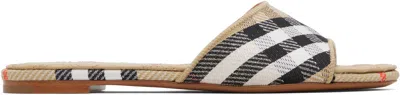 Burberry Tan Check Sloane Slides In Sand