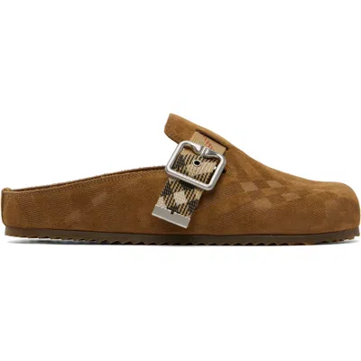 BURBERRY TAN CHECK SUEDE URCHIN LOAFERS