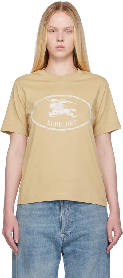 BURBERRY TAN KNIGHT STAMP COTTON T-SHIRT