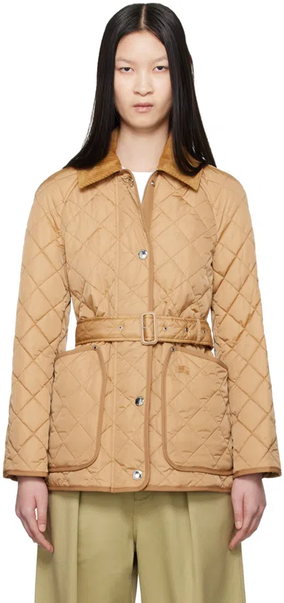 Burberry Nylon Quilted Jacket In Beige